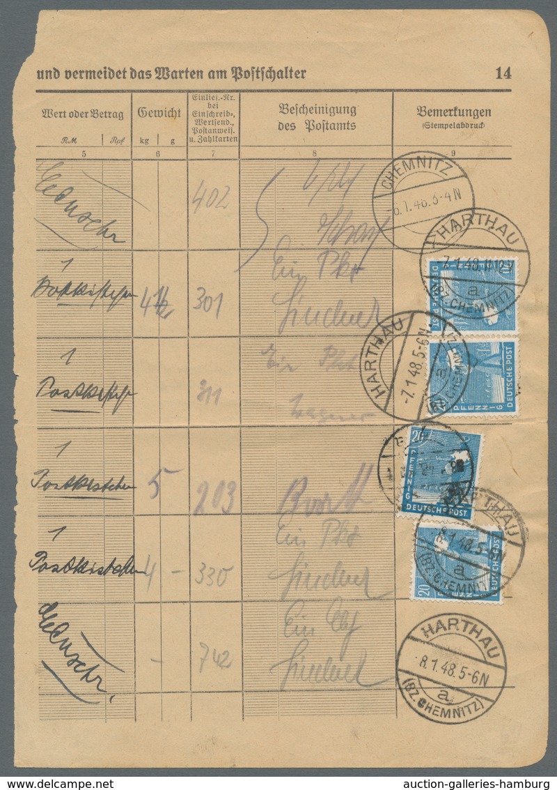 Alliierte Besetzung - Gemeinschaftsausgaben: 1948, 20 Pf Blau, 4 Werte Auf Rechter Seite Eines Poste - Other & Unclassified