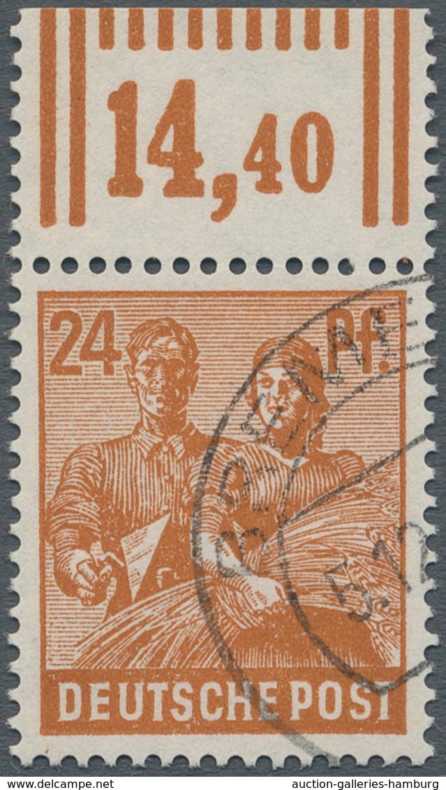 Alliierte Besetzung - Gemeinschaftsausgaben: 1947, 24 Pf Lebh. Orangebraun Vom Oberrand Gestempelt, - Other & Unclassified