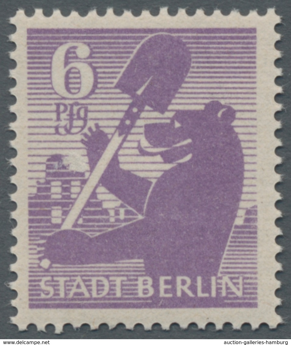 Sowjetische Zone - Berlin Und Brandenburg: 1945, "6 Pfg. Berliner Bär Mittelbläulichviolett, Waag. G - Other & Unclassified