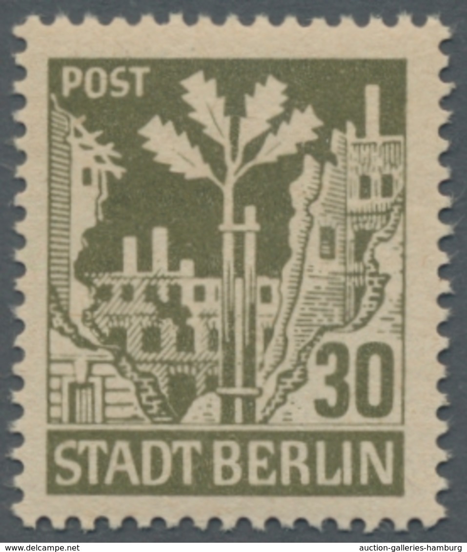 Sowjetische Zone - Berlin Und Brandenburg: 1945, "30 Pfg. Bräunlicholiv Auf Graurosa Getöntem Papier - Other & Unclassified