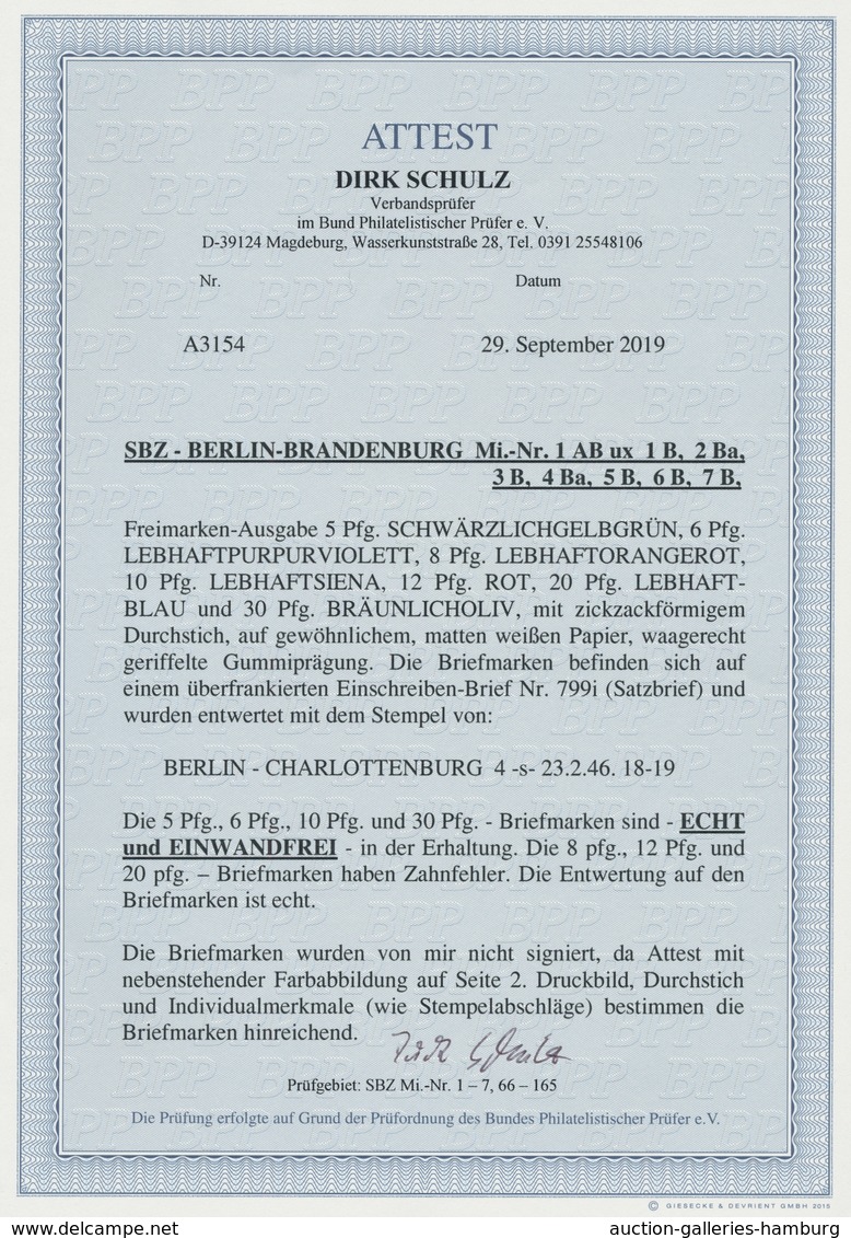 Sowjetische Zone - Berlin Und Brandenburg: 1945, Freimarkenausgabe Mit Zickzackförmigem Durchstich K - Otros & Sin Clasificación