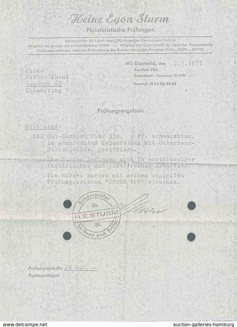 Sowjetische Zone - Ost-Sachsen: 1945, "4 Pfg. Schwarzblau", Zwei Postfrische Werte Mit Unterschiedli - Otros & Sin Clasificación