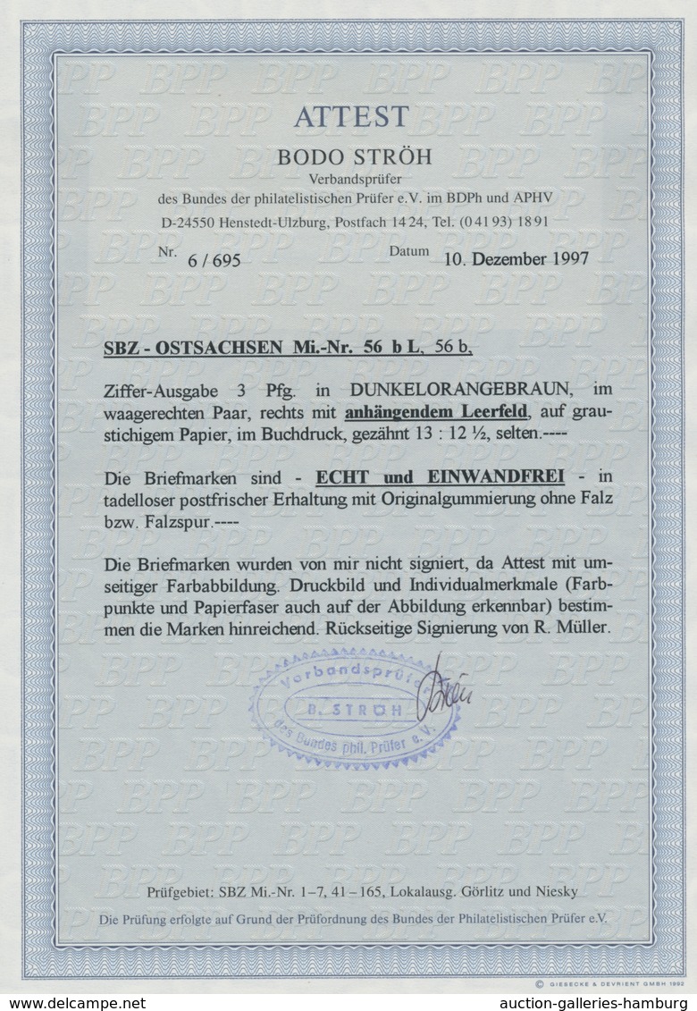 Sowjetische Zone - Ost-Sachsen: 1945, "3 Pfg. Lebhaft- Bzw. Dunkelorangebraun Je Mit Anhängendem, Du - Otros & Sin Clasificación