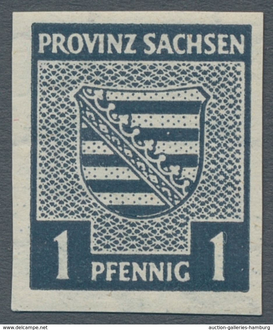 Sowjetische Zone - Provinz Sachsen: 1945, "1 Und 3 Pfg. Provinzwappen Mit Steigendem Wasserzeichen", - Other & Unclassified
