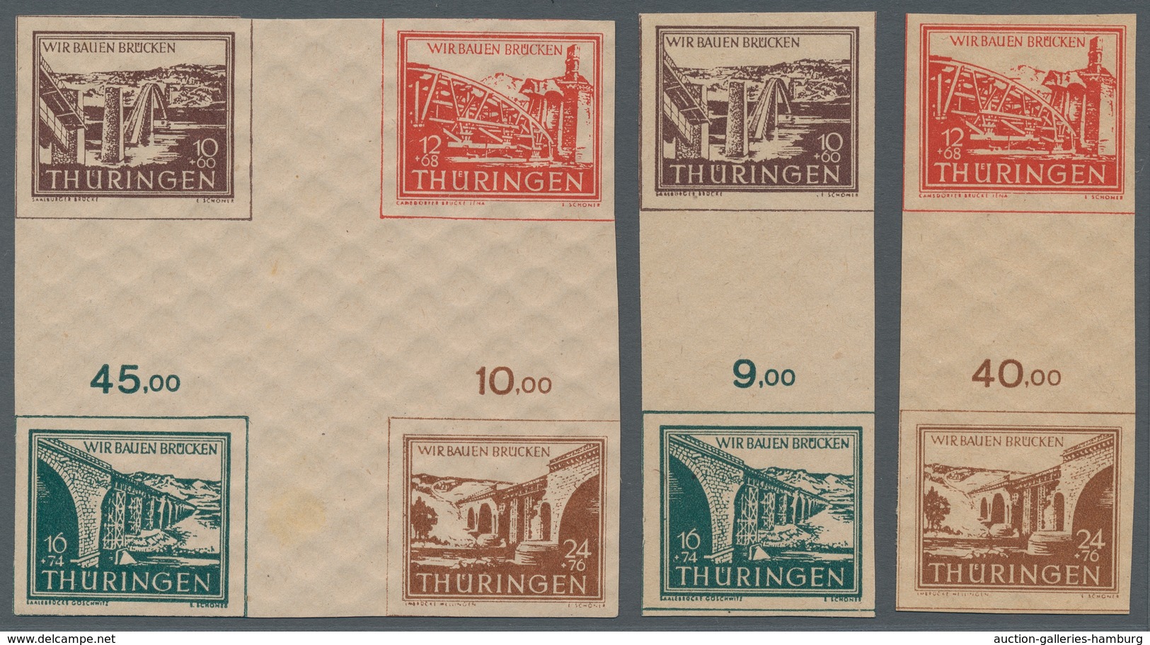 Sowjetische Zone - Thüringen: 1946, Wiederaufbau, Senkrechte Und Waagerechte Zusammendrucke, Postfri - Other & Unclassified