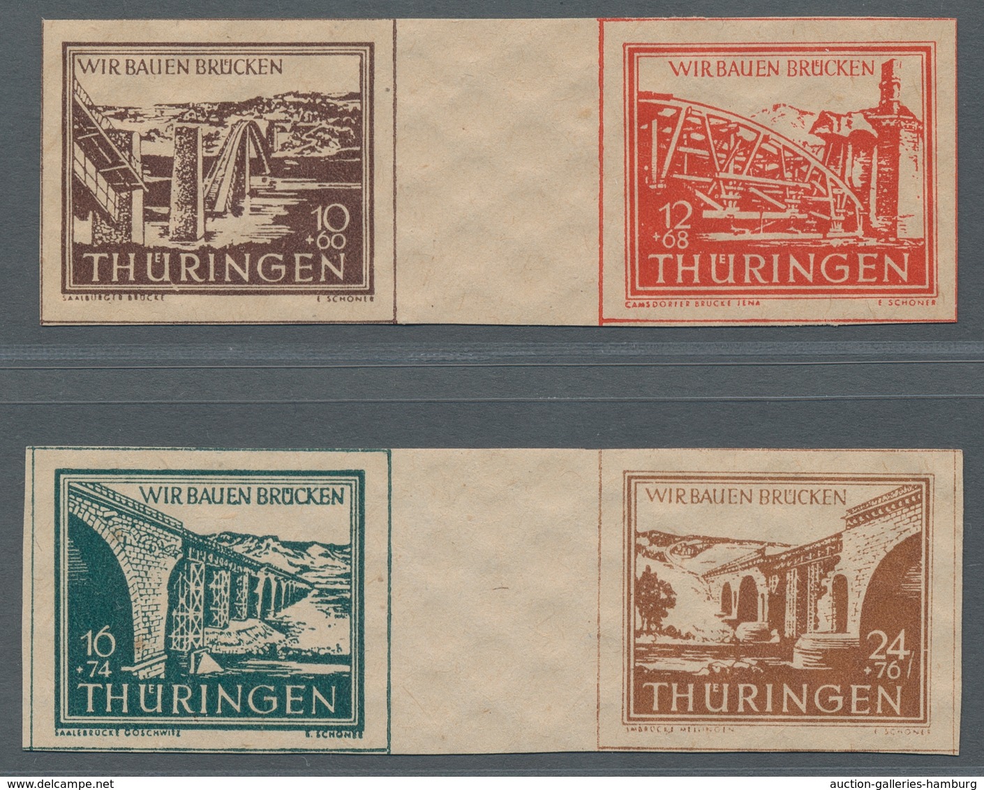 Sowjetische Zone - Thüringen: 1946, Wiederaufbau, Senkrechte Und Waagerechte Zusammendrucke, Postfri - Other & Unclassified