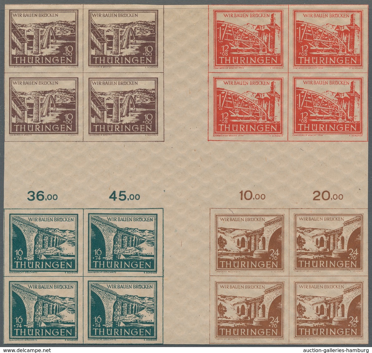 Sowjetische Zone - Thüringen: 1946, Wiederaufbau, Postfrische Zusammendrucke Mit Einem Großen Herzst - Other & Unclassified