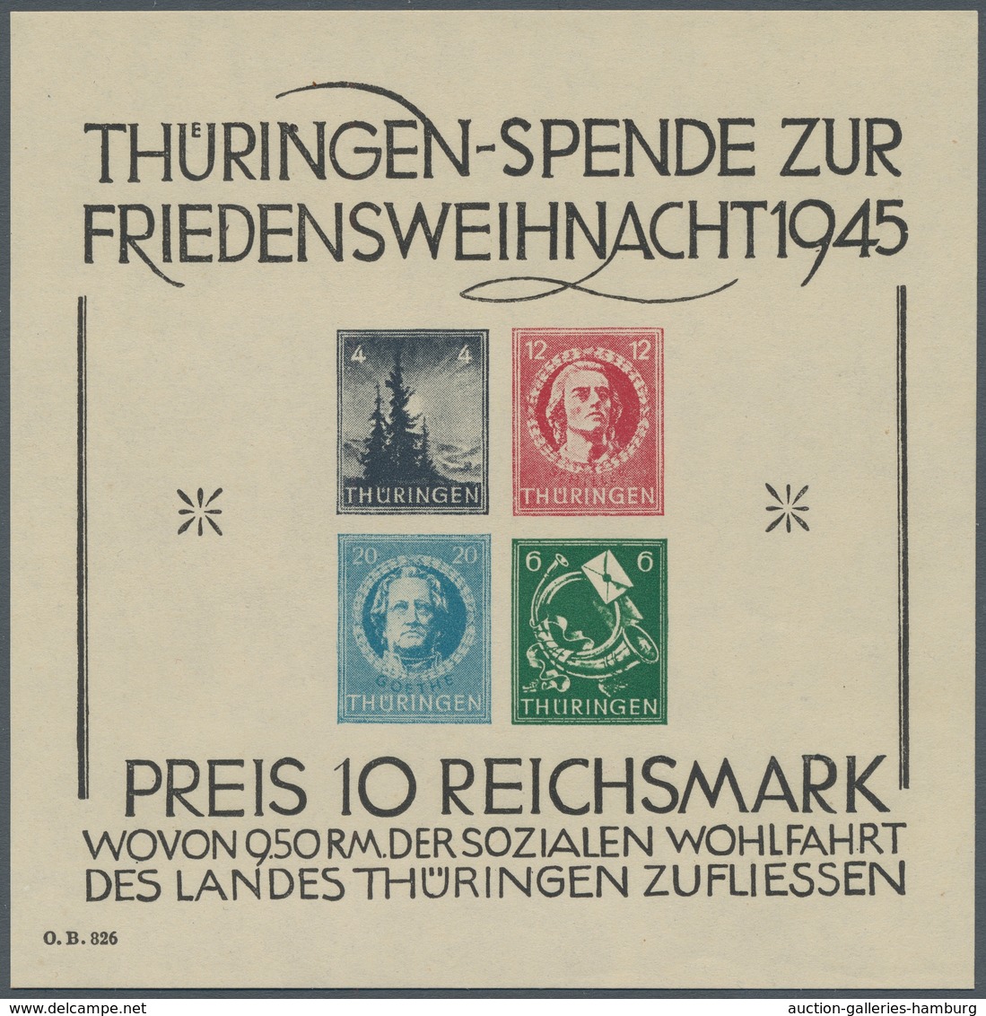 Sowjetische Zone - Thüringen: 1945, "Großer Weihnachtsblock Ohne Durchstich", Postfrischer Block In - Other & Unclassified