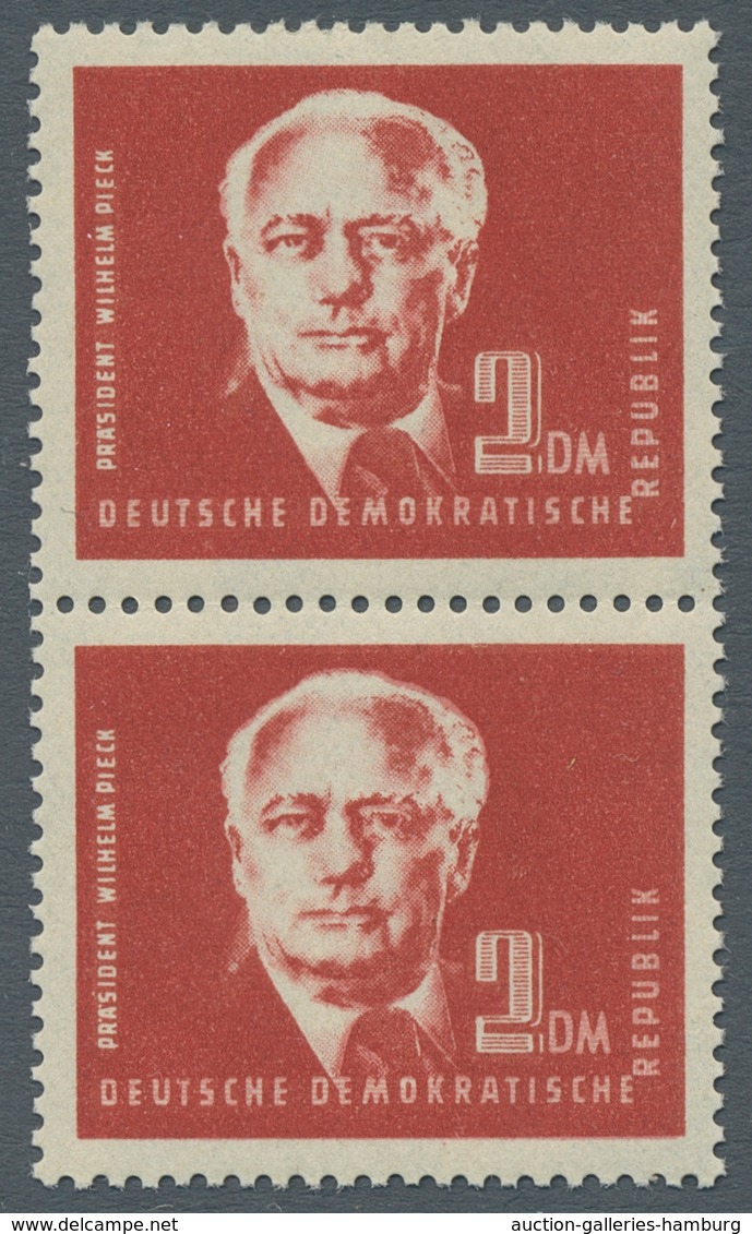 DDR: 1950, "2 DM Dunkelrot", Postfrisches Senkrechtes Paar, Ein Wert Natürlicher Gummibug, Tadellose - Covers & Documents
