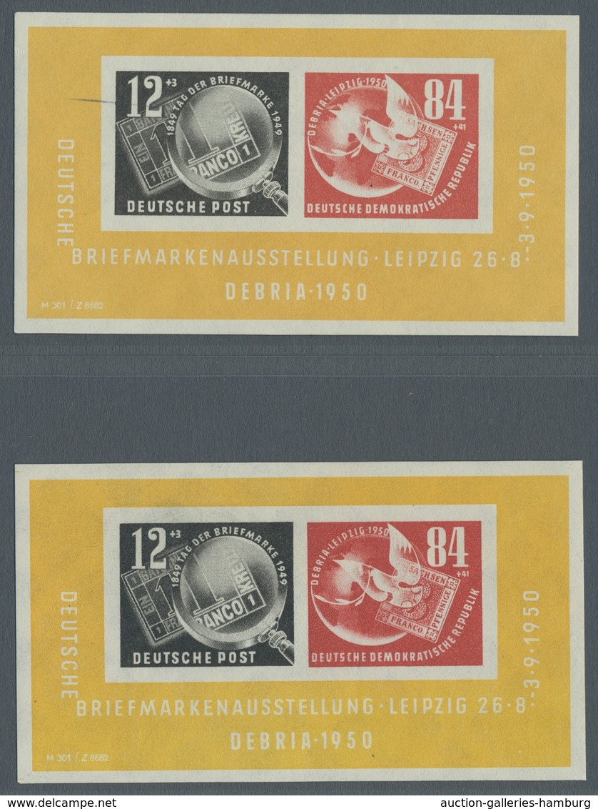 DDR: 1950, "DEBRIA"-Block, Zehn Postfrische Blocks In Ausgabetypischer Erhaltung, Mi. 1600,--. - Cartas & Documentos