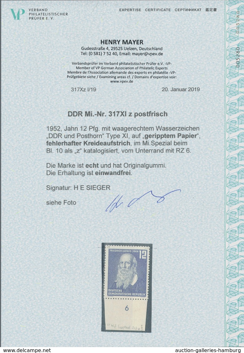 DDR: 1952, "12 Pfg. Jahn Mit Gutem Wasserzeichen X I Und Geripptem Papier Mit Fehlerhaftem Kreideauf - Covers & Documents