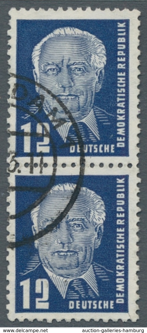 DDR: 1952, "12 Pfg. Pieck II Mit Wasserzeichen Y I", Sauber Gestempeltes Senkrechtes Paar In Tadello - Covers & Documents