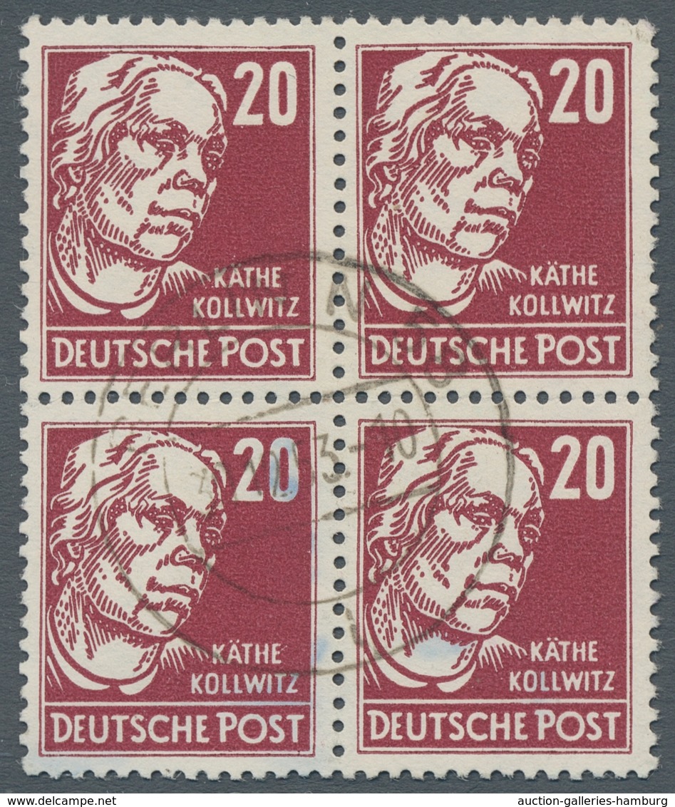 DDR: 1953, "20 Pfg. Köpfe II Mit Wasserzeichen Y I", Viererblock Mit Sauberem BERLIN N 58 I 30.12.53 - Cartas & Documentos