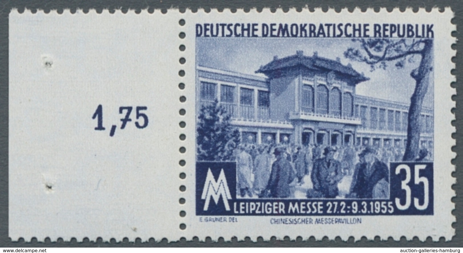 DDR: 1955, "35 Pfg. Dunkellilaultramarin Mit Wasserzeichen X I", Postfrischer Randwert In Tadelloser - Cartas & Documentos