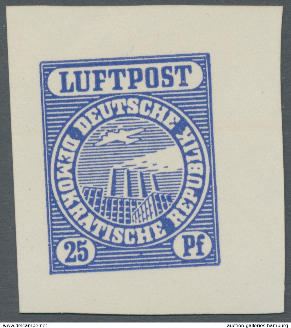 DDR: 1956 (ca.), 3 Verschiedenfarbige Ungezähnte Entwürfe Für Eine Nichtverausgabte Luftpostmarke Au - Covers & Documents