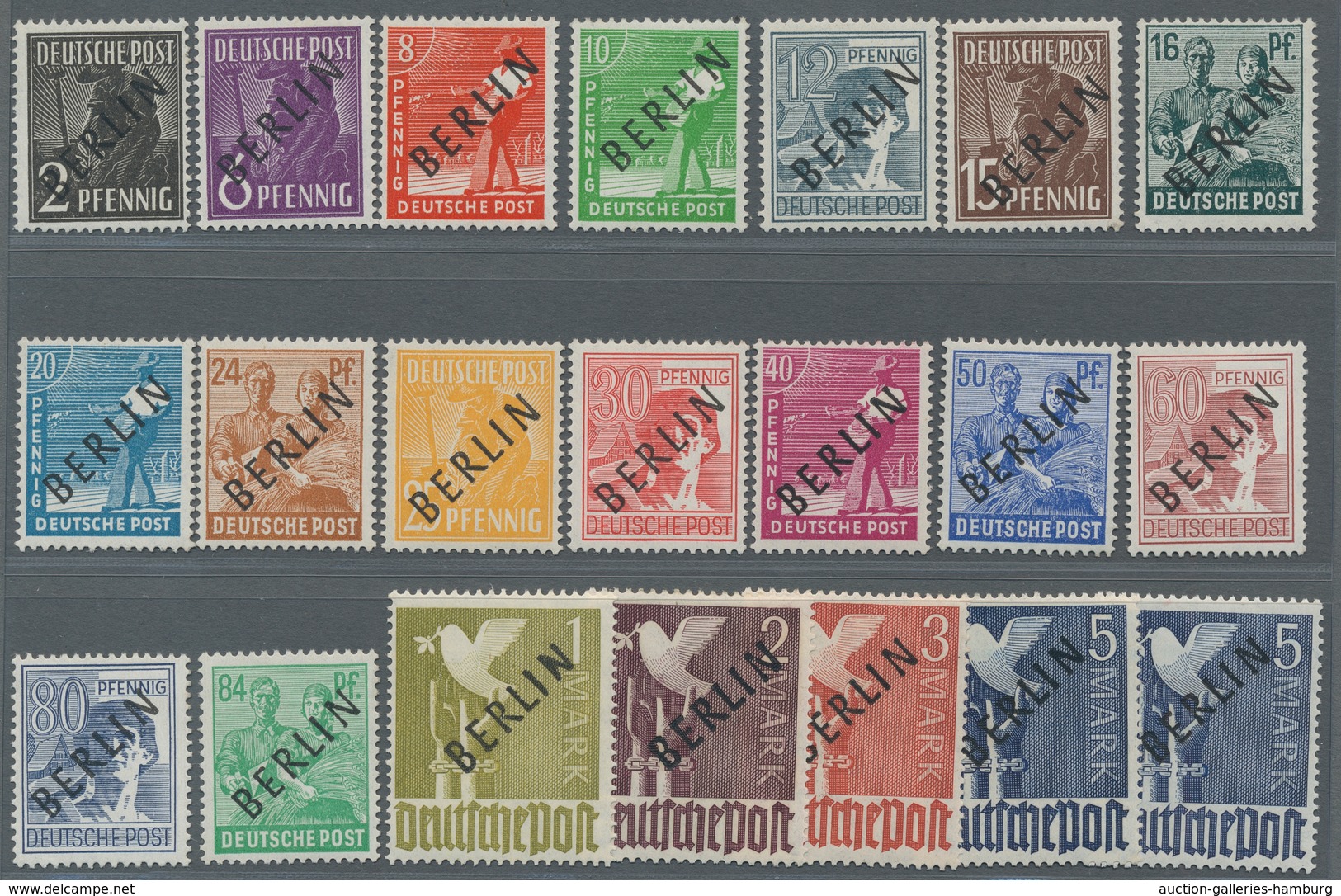 Berlin: 1948, Schwarzaufdruck, Zwei überkomplette Postfrische Sätze (einmal Zusätzlich 5 Mark), Gepr - Nuevos