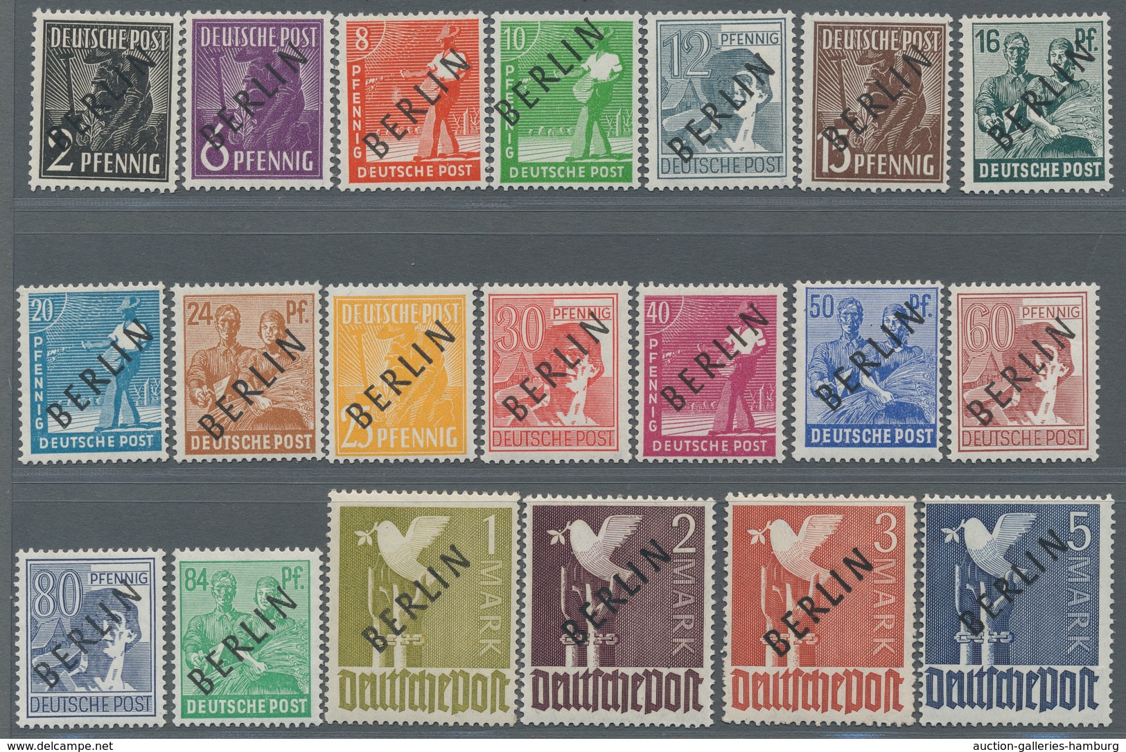 Berlin: 1948, Schwarzaufdruck, Zwei überkomplette Postfrische Sätze (einmal Zusätzlich 5 Mark), Gepr - Unused Stamps