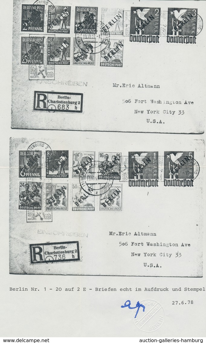 Berlin: 1948, Schwarzaufdruck 20 Werte Kpl. Mit Luftbrücken-Maschinenstempel Von "Berlin-Charlottenb - Unused Stamps