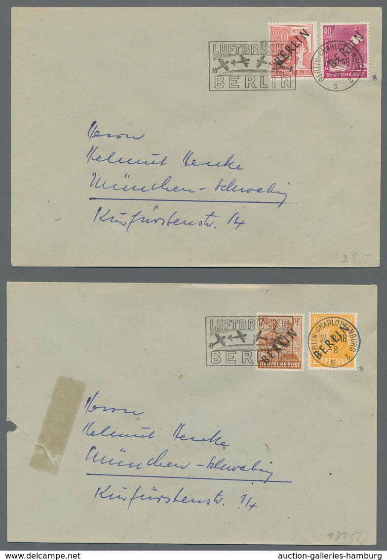 Berlin: 1948, Schwarzaufdruck-Partie Von 12 Adressierten Briefen Welche Mit 2 Bis 80 Pfennig Kpl. (e - Nuevos
