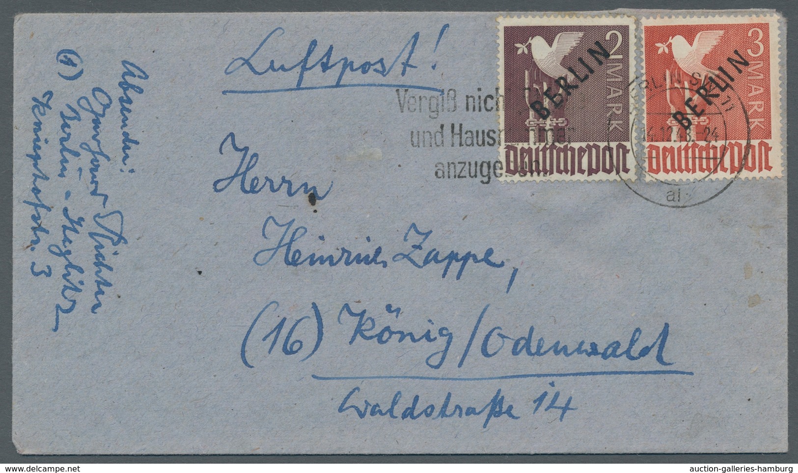 Berlin: 1948, Schwarzaufdruck 2 Und 3 Mark Entwertet Mit Werbemaschinenstempel "Berlin SW 11 14.12.4 - Unused Stamps