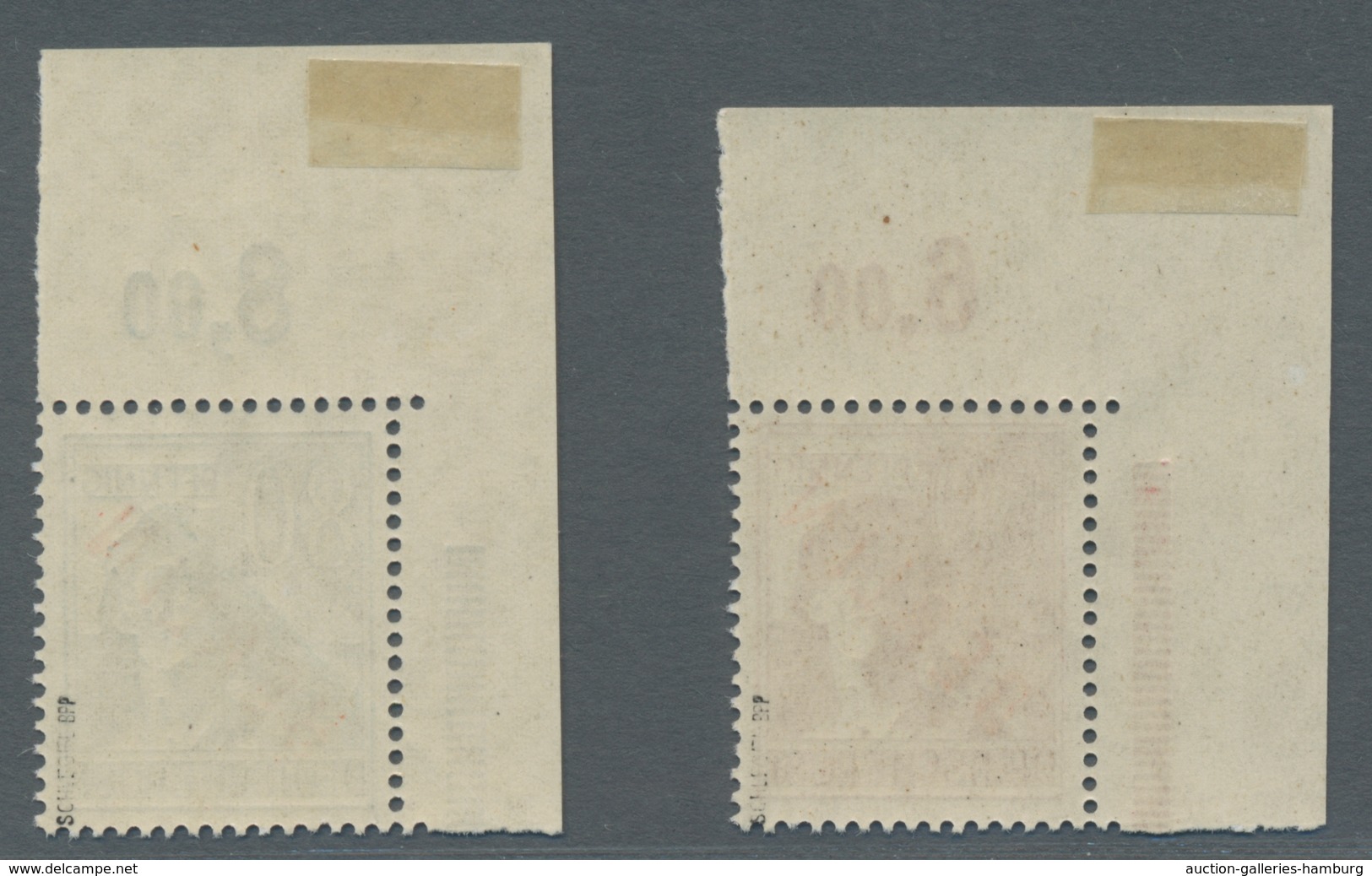 Berlin: 1949, "Rotaufdruck" Komplett Je Als Eckrandwert Oben Links, Postfrischer Satz In Sehr Guter - Unused Stamps