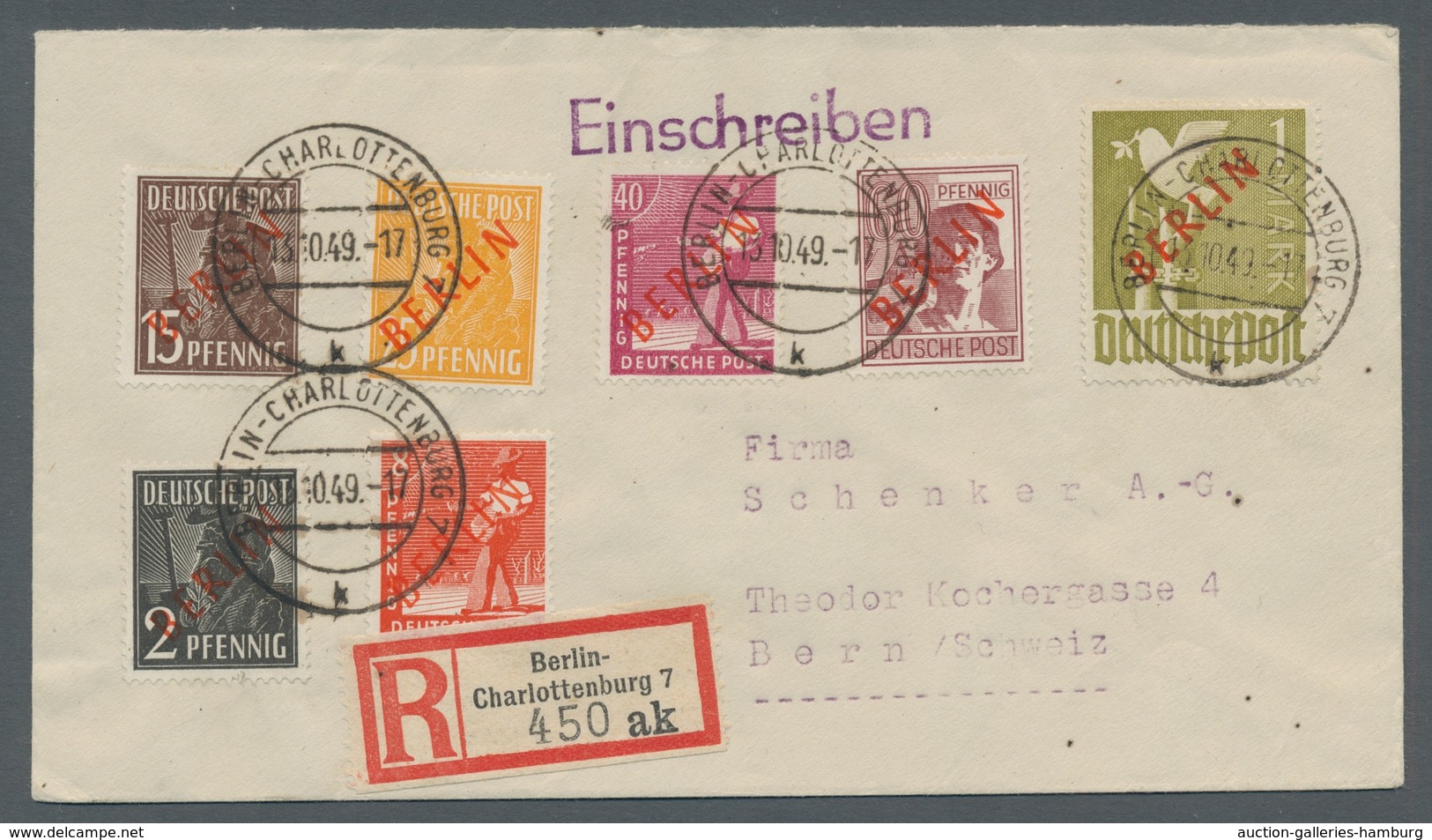 Berlin: 1949, Rotaufdruck 14 Werte Kpl. Die 1 Mark Weist Rechts Unten Einen Leicht Kurzen Zahn Auf S - Unused Stamps