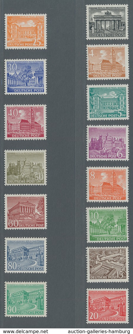 Berlin: 1949, "Bauten I", Postfrischer Satz, 40 Pfg. Kleiner Gummifelck, Sonst Tadellose Erhaltung, - Unused Stamps