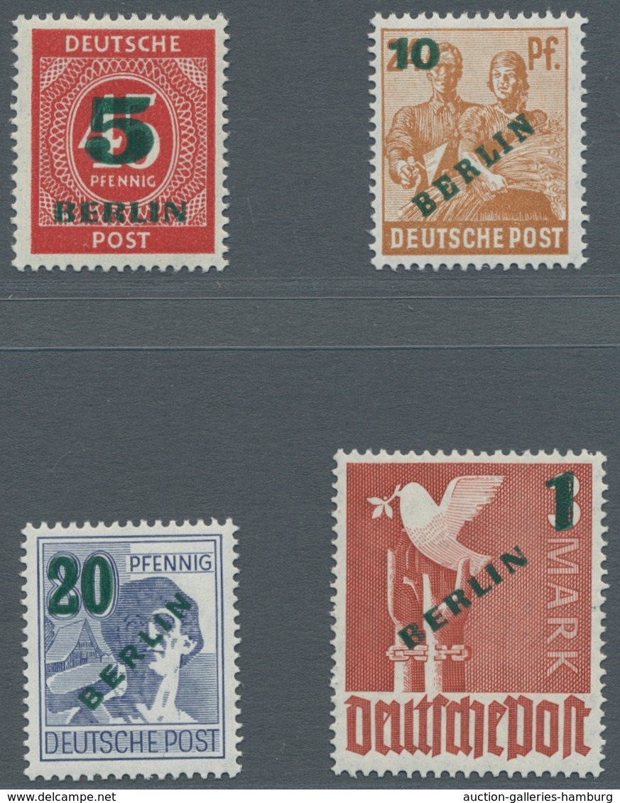 Berlin: 1949, "Grünaufdruck", Postfrischer Satz In Tadelloser Erhaltung, Gepr. A. Schlegel BPP, Mi. - Unused Stamps