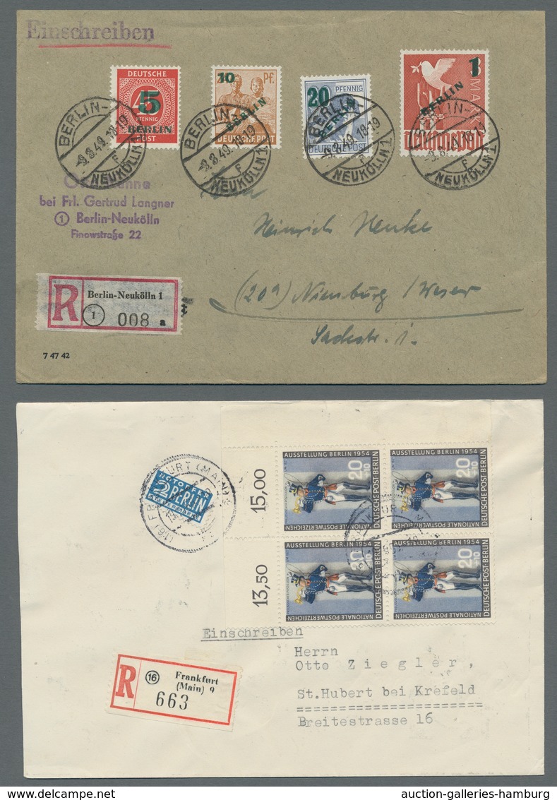 Berlin: 1949-1954, Grünaufdruck 4 Werte Kpl. In Tadelloser Erhaltung Entwertet "Berlin 9.8.49" Auf E - Unused Stamps