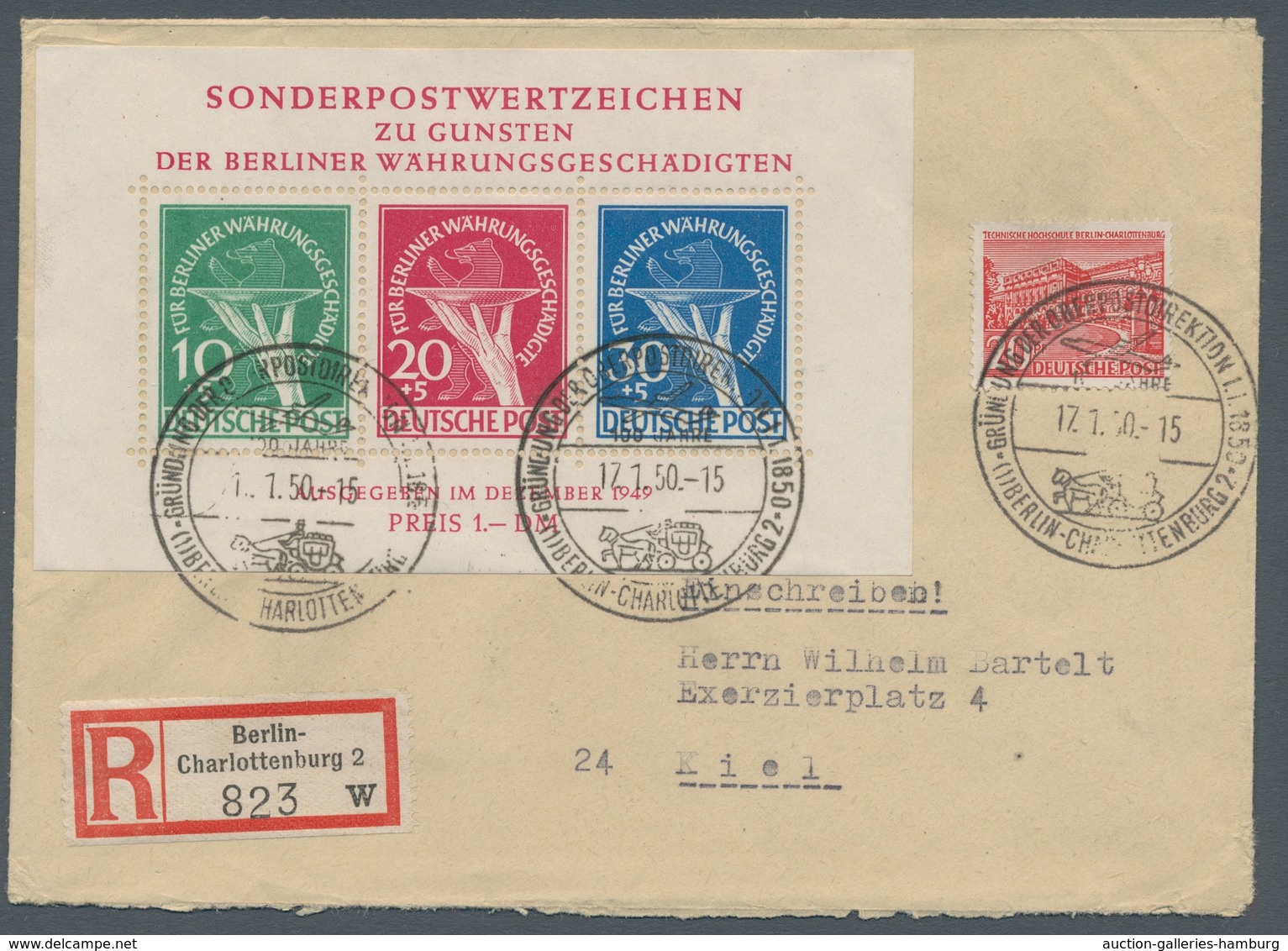 Berlin: 1949, "Währungsgeschädigten-Block", Mit übergehendem SST "Gründung Der OPD" Gestempelter Blo - Nuevos