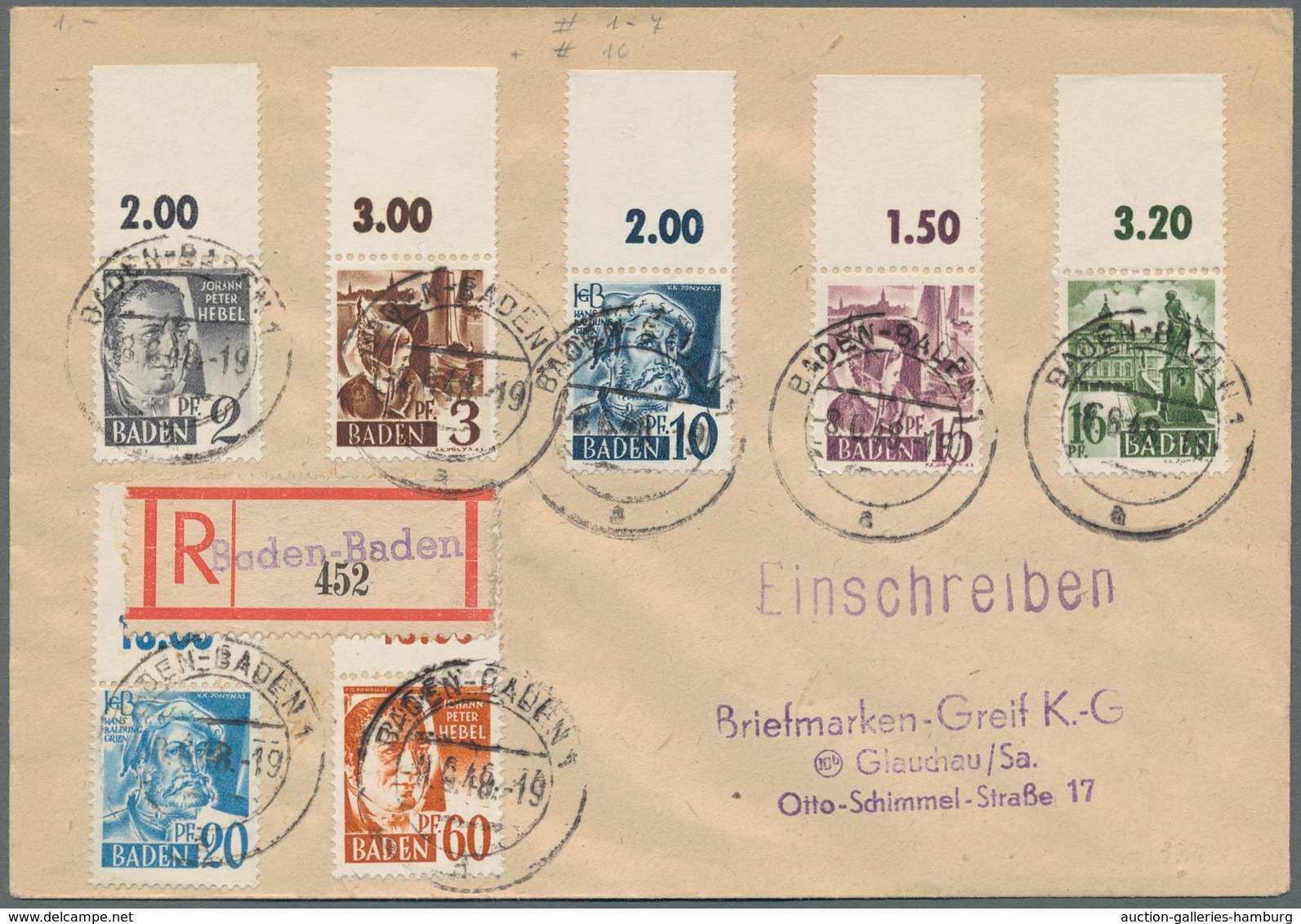 Französische Zone - Baden: 1947/48, "1. Und 2. Ausgabe", Vier R-Briefe Mit MiF Mit Hauptsächlich Obe - Otros & Sin Clasificación