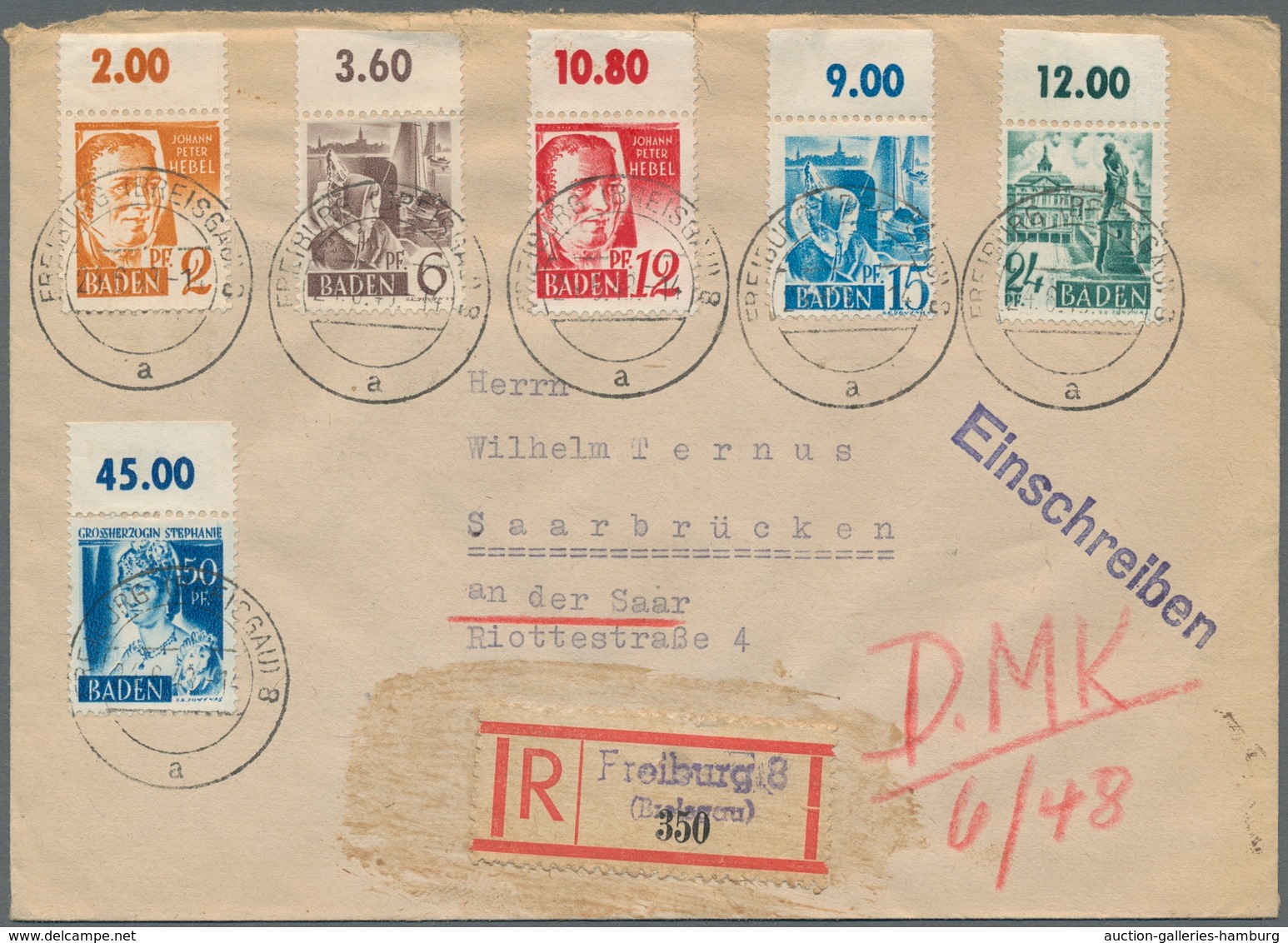 Französische Zone - Baden: 1947/48, "1. Und 2. Ausgabe", Vier R-Briefe Mit MiF Mit Hauptsächlich Obe - Other & Unclassified