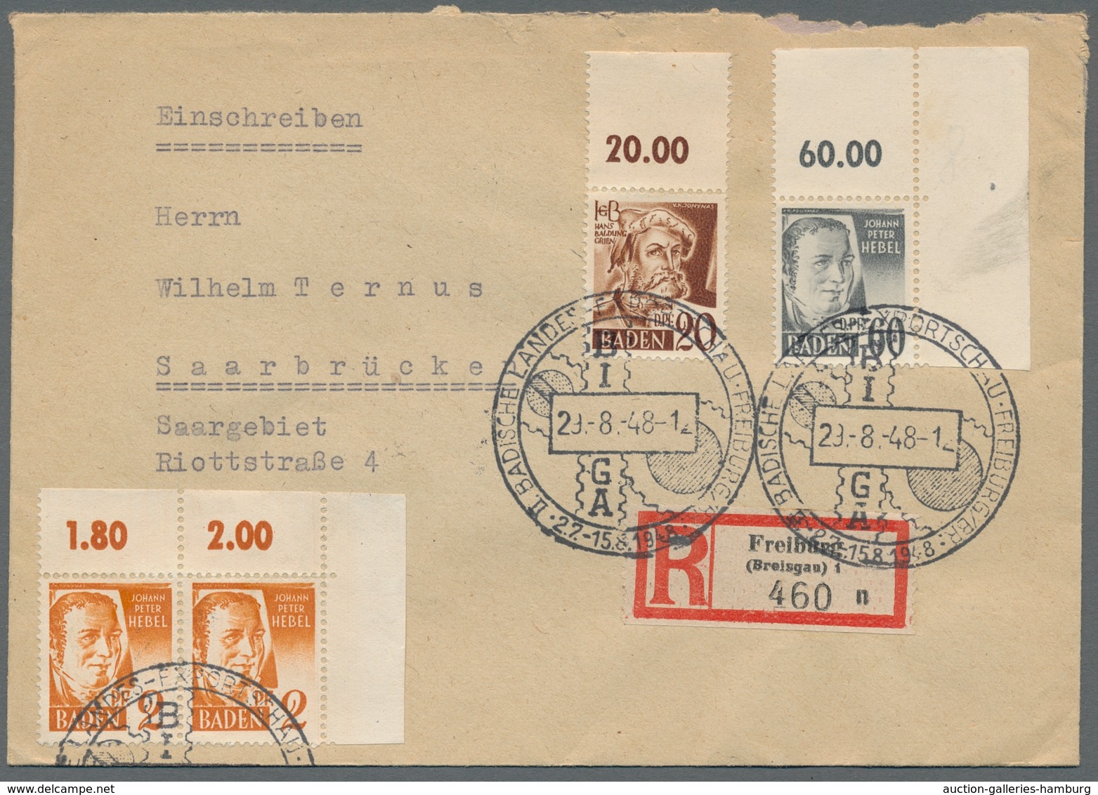 Französische Zone - Baden: 1947/48, "1. Und 2. Ausgabe", Vier R-Briefe Mit MiF Mit Hauptsächlich Obe - Otros & Sin Clasificación