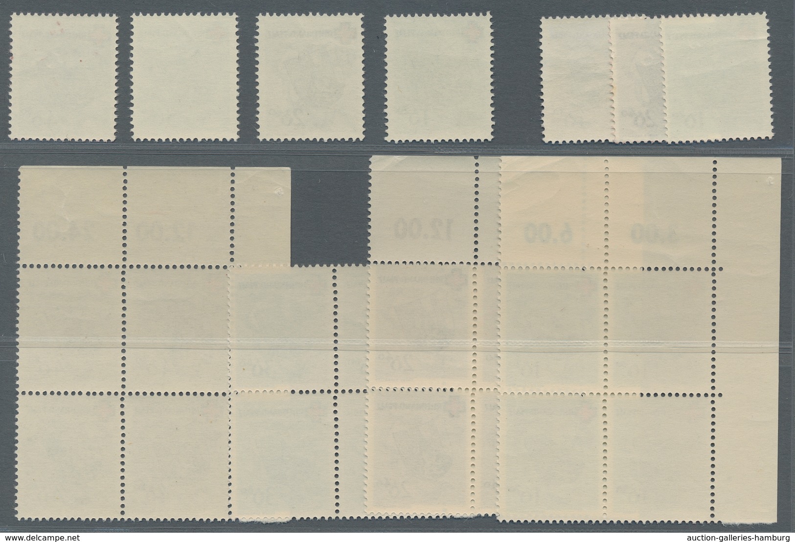 Französische Zone - Rheinland Pfalz: 1949, Rotes Kreuz, Einzelmarken, 5 Postfrische Sätze Sowie 42A, - Other & Unclassified