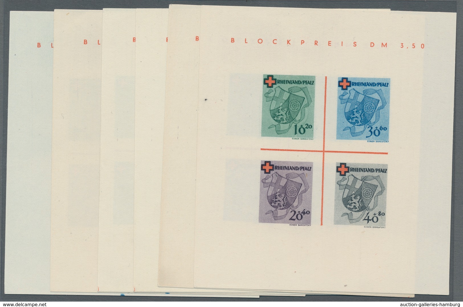 Französische Zone - Rheinland Pfalz: 1949, Rotes Kreuz Blocks, Type 2, 6 Stück Billigst, Mi. 660,00 - Otros & Sin Clasificación