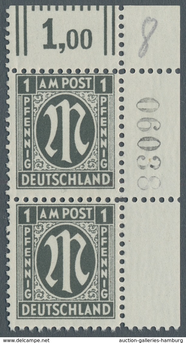 Bizone: 1945, AM-Post 1 Pfennig Mit 11 1/2er Zähnung Auf Sogen. "Alfelder Papier" Im Postfrischem Se - Otros & Sin Clasificación