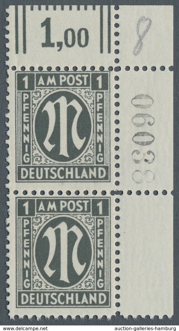 Bizone: 1945, AM-Post 1 Pfennig Mit 11 1/2er Zähnung Auf Sogen. "Alfelder Papier" Im Postfrischem Se - Autres & Non Classés