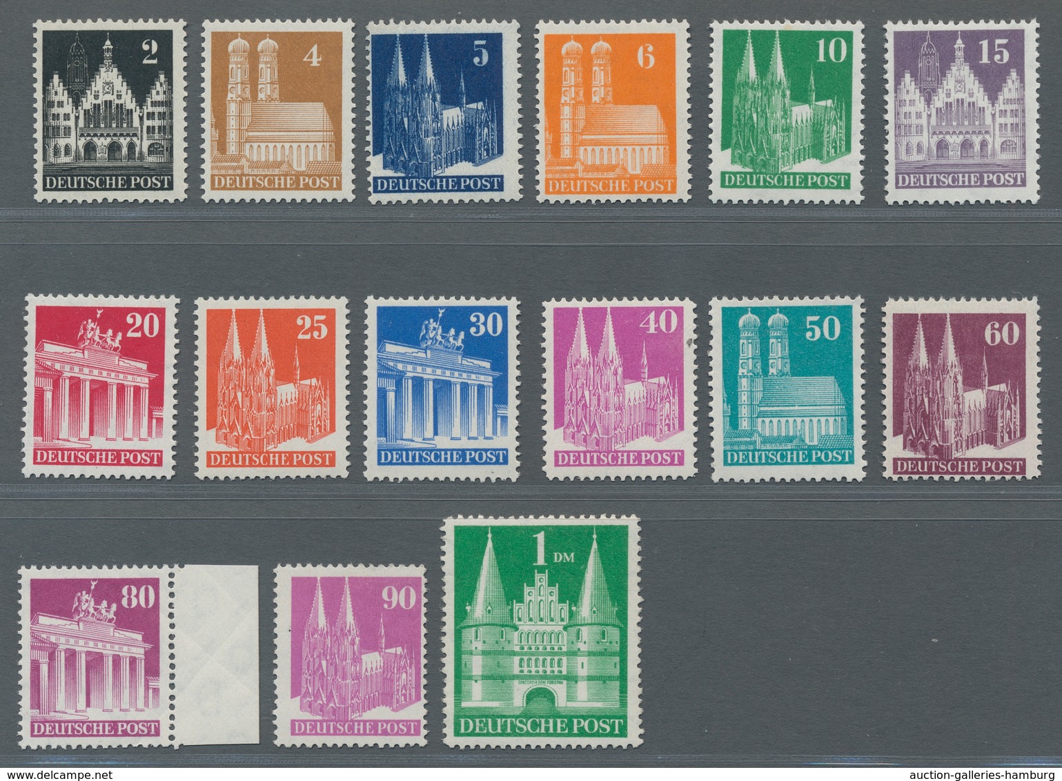 Bizone: 1948, Bauten Satz überwiegend Postfrisch Mit Enger Zähnung, Sehr Farbfrisch, 94 Eg Leicht Kn - Other & Unclassified