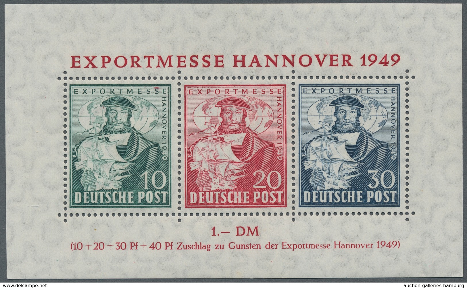 Bizone: 1949, Exportmesse Hannover, Block 1 C, ÷ 1949, Exportmesse Hannover, Bl. 1 C, Höher Gepr. Sc - Other & Unclassified