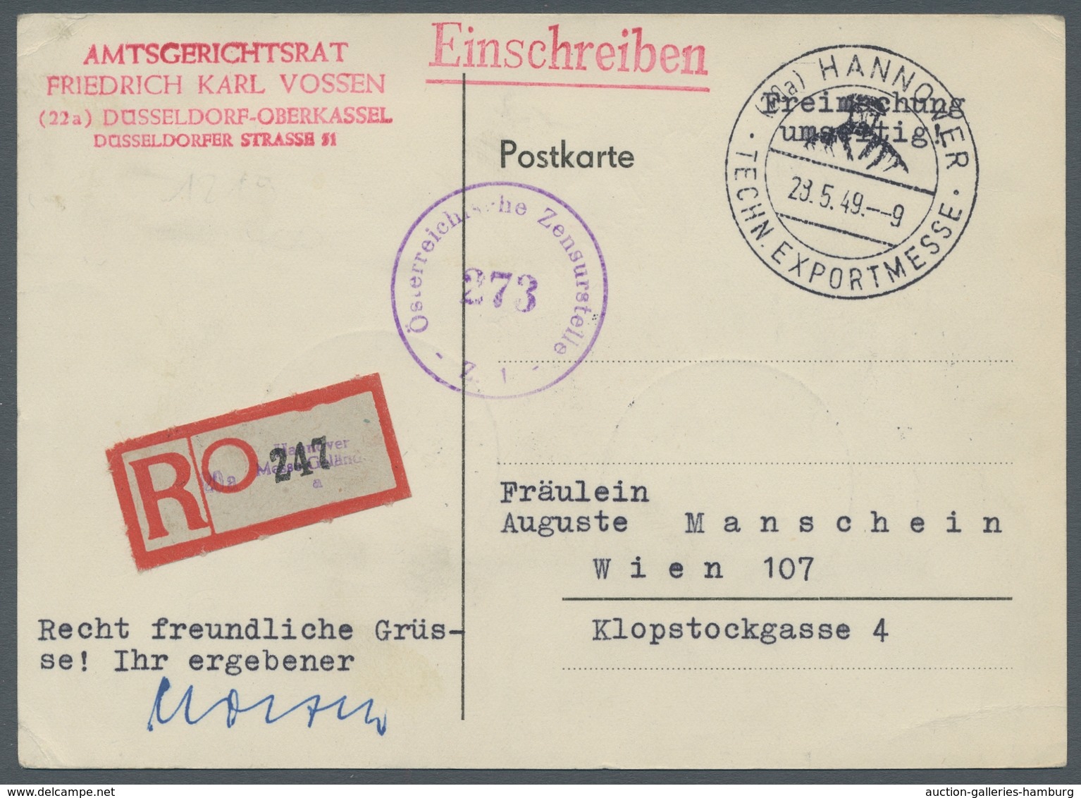 Bizone: 1949, "Hannovermesse-Block Mit 30 Pfg. Schwarzviolettultramarin", Rückseitig Als Portorichti - Otros & Sin Clasificación