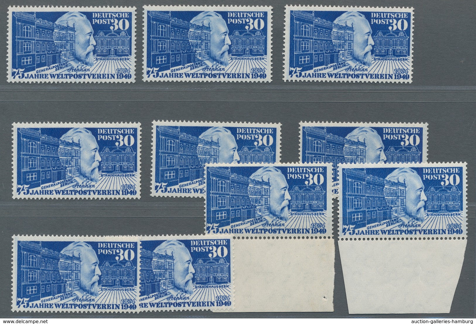 Bundesrepublik Deutschland: 1949, 75 Jahre Weltpostverein, Zehnmal Einwandfrei Postfrisch (davon Zwe - Covers & Documents