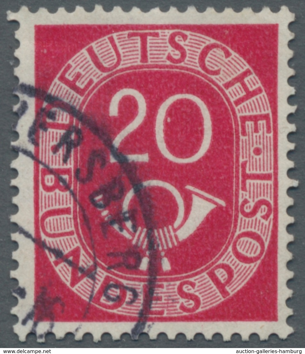 Bundesrepublik Deutschland: 1951, Posthorn 20 Pfennig Gestempelt Mit Plattenfehler Weißer Strich Dur - Cartas & Documentos