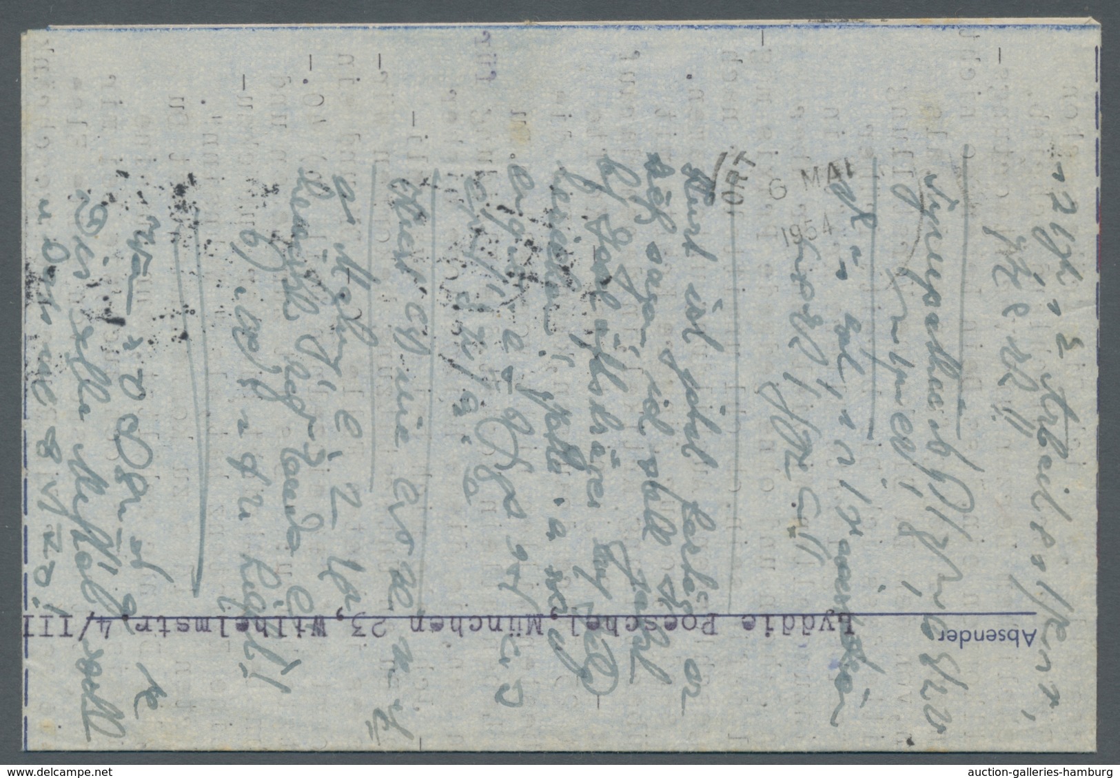 Bundesrepublik Deutschland: 1951, Posthorn, 60 Pf. Ef Auf Luftpostleichtbrief Von München D. 3.5.54 - Cartas & Documentos