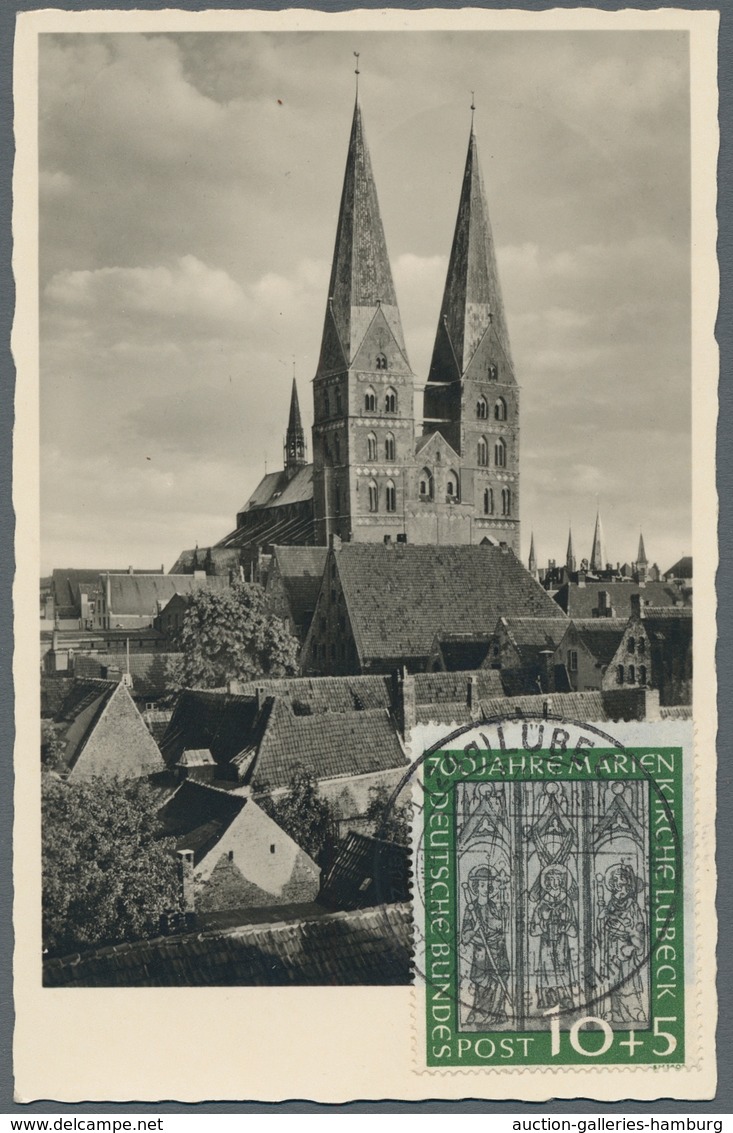 Bundesrepublik Deutschland: 1951, Marienkirche, Sehr Schön Auf Zwei Verschiedenen Maximumkarten - Cartas & Documentos