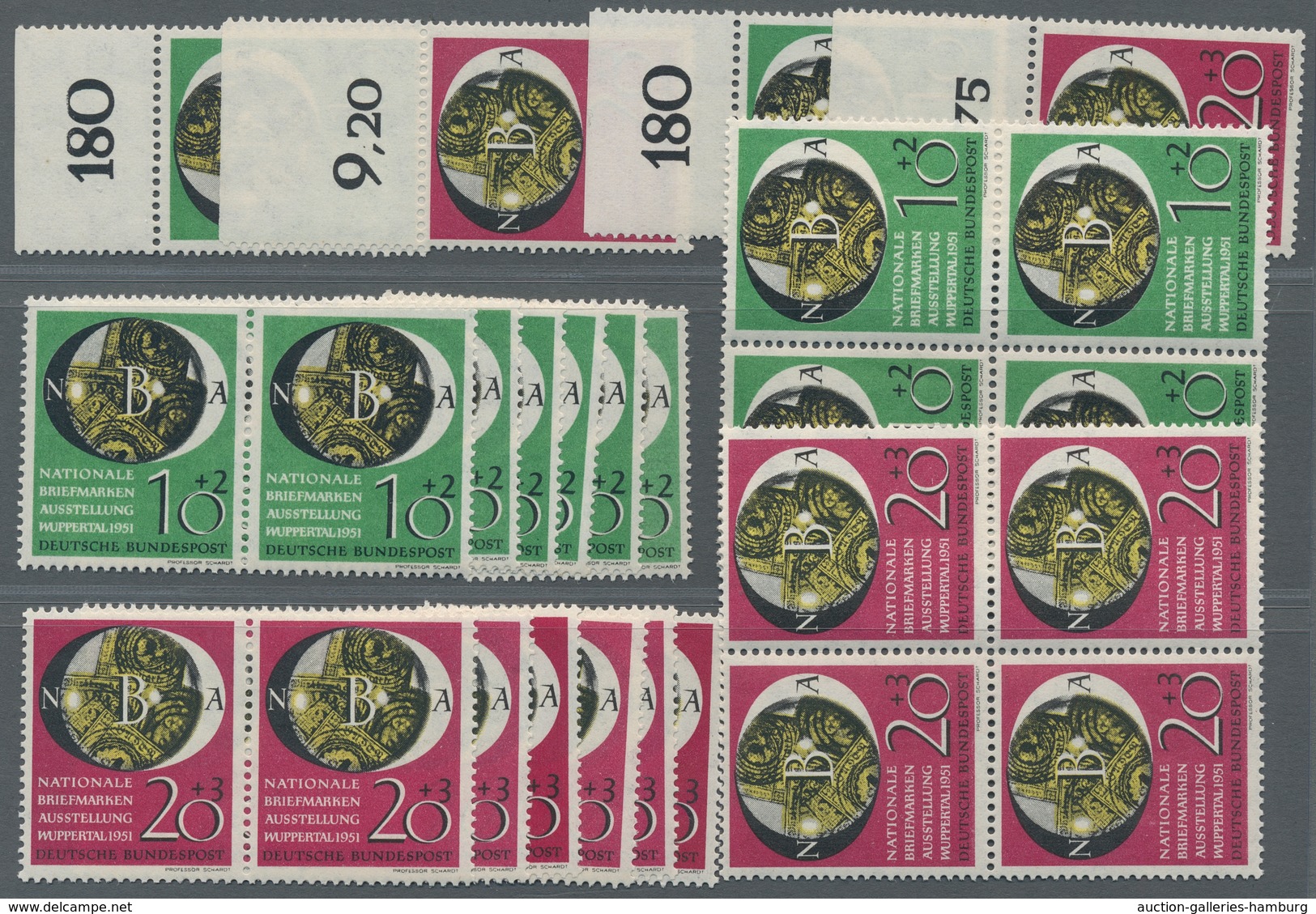 Bundesrepublik Deutschland: 1951, Nationale Briefmarkenausstellung Wuppertal, 14 Einwandfrei Postfri - Cartas & Documentos