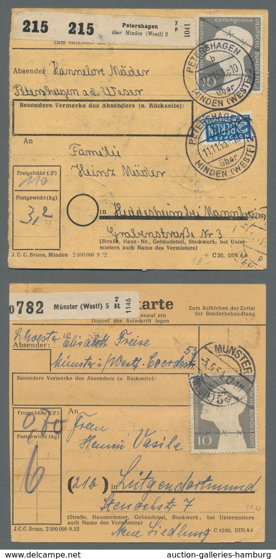 Bundesrepublik Deutschland: 1953, Deutsche Kriegsgefangene 10 Pfg., Zweimal Als Mehrfachfrankatur Au - Covers & Documents
