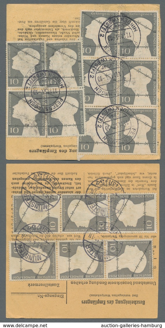 Bundesrepublik Deutschland: 1953, Deutsche Kriegsgefangene 10 Pfg., Zweimal Als Mehrfachfrankatur Au - Cartas & Documentos