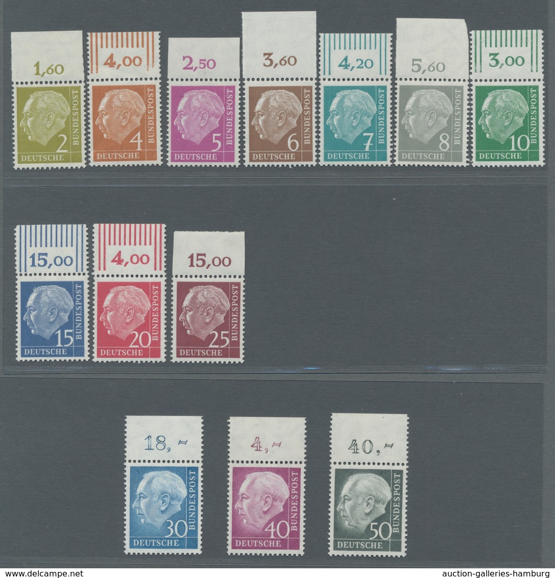 Bundesrepublik Deutschland: 1954, Heuss I Als Kurzsatz (bis 50 Pfg. Einschließlich), Tadellos Postfr - Covers & Documents