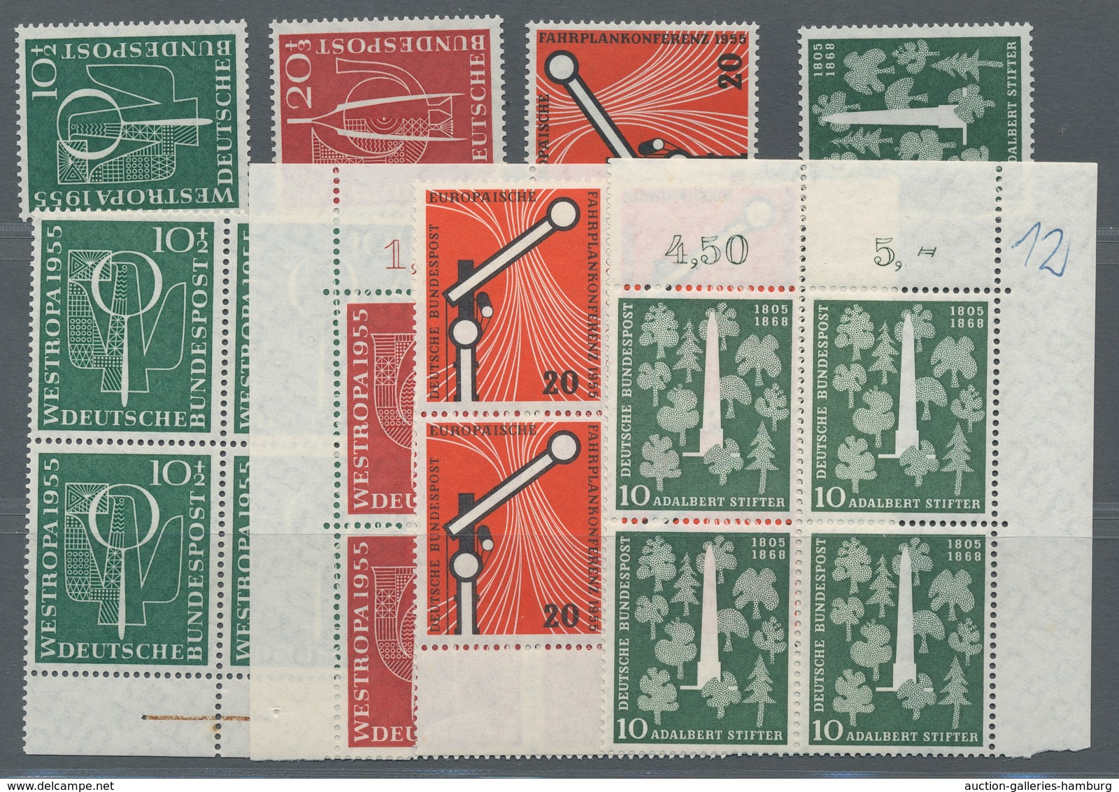Bundesrepublik Deutschland: 1954/1955, 5 Mal Postfrisch Von Ehrlich/Behring Bis Wohlfahrt 1955, In E - Cartas & Documentos