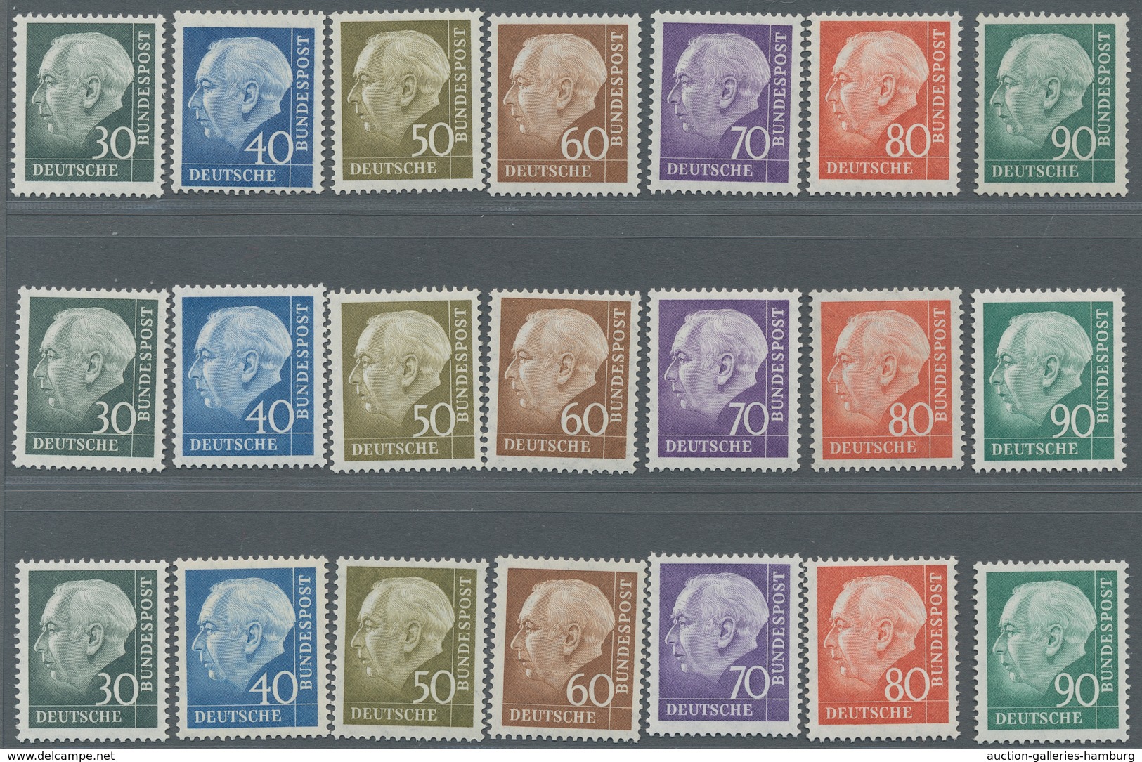 Bundesrepublik Deutschland: 1956, Heuss II, 11 Kpl. Postfrische Sätze, Zusätzlich Noch 9 Mal Höchstw - Covers & Documents